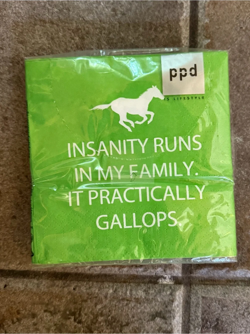 Green 'Insanity Runs In My Family' Party Napkins